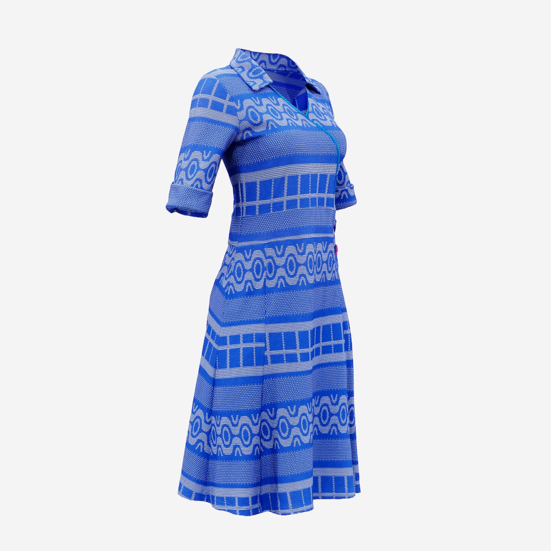 Blue Knit Pattern Dress