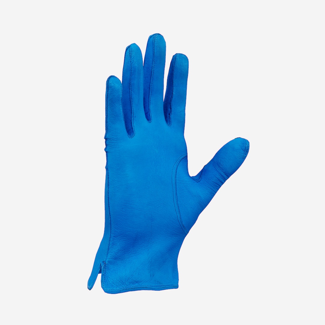 Blue Leather Gloves