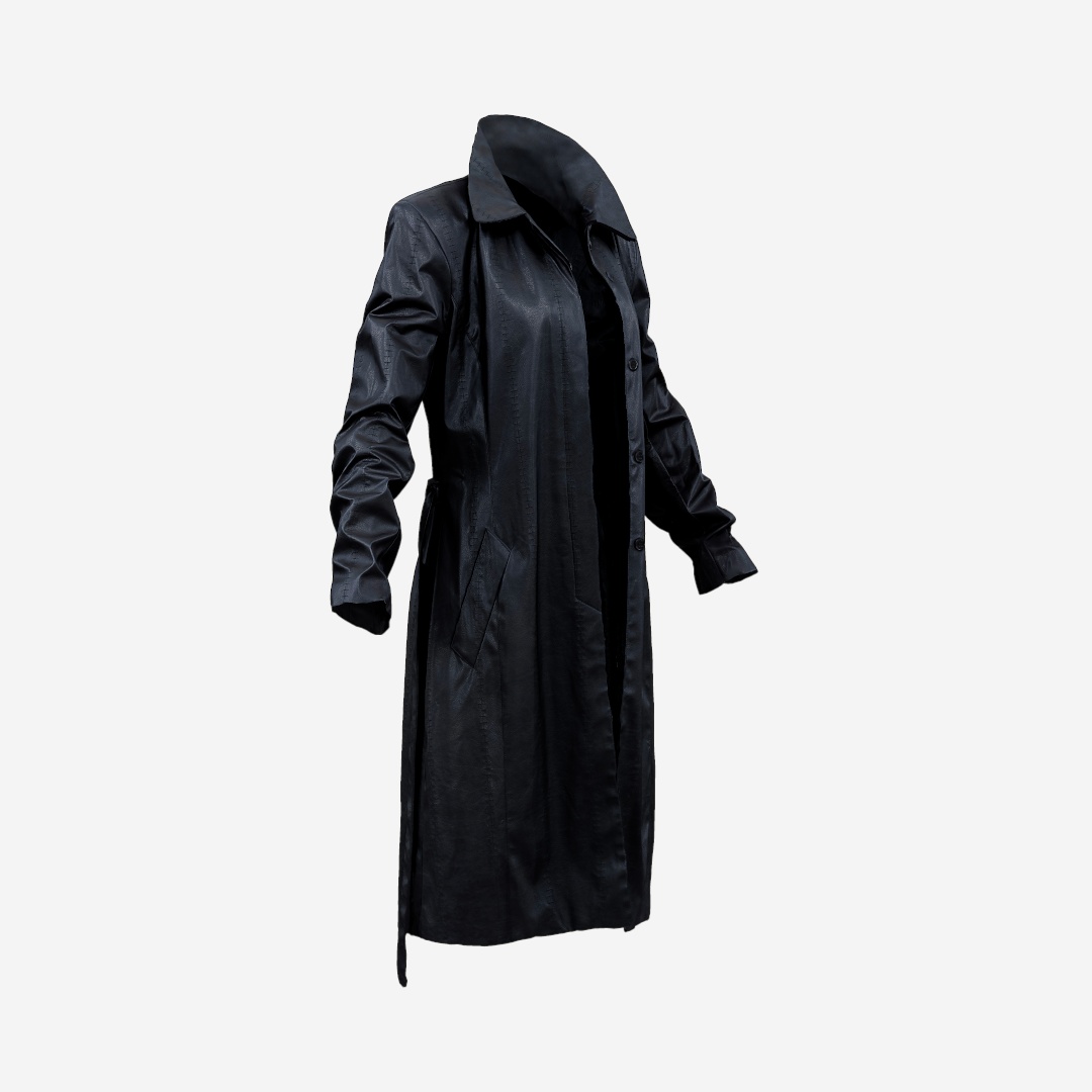 Long Black Leather Underworld Coat Open