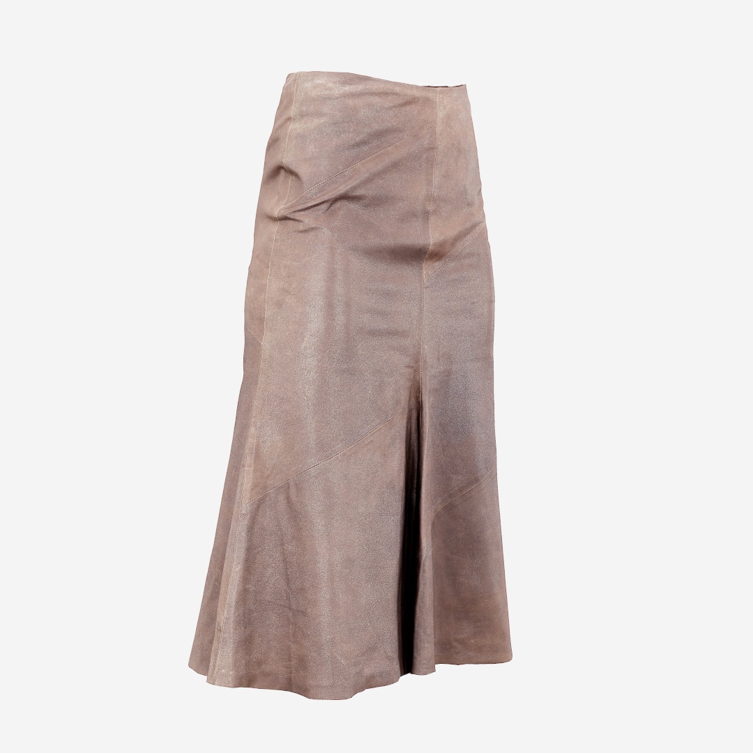 Long Brown Leather Skirt