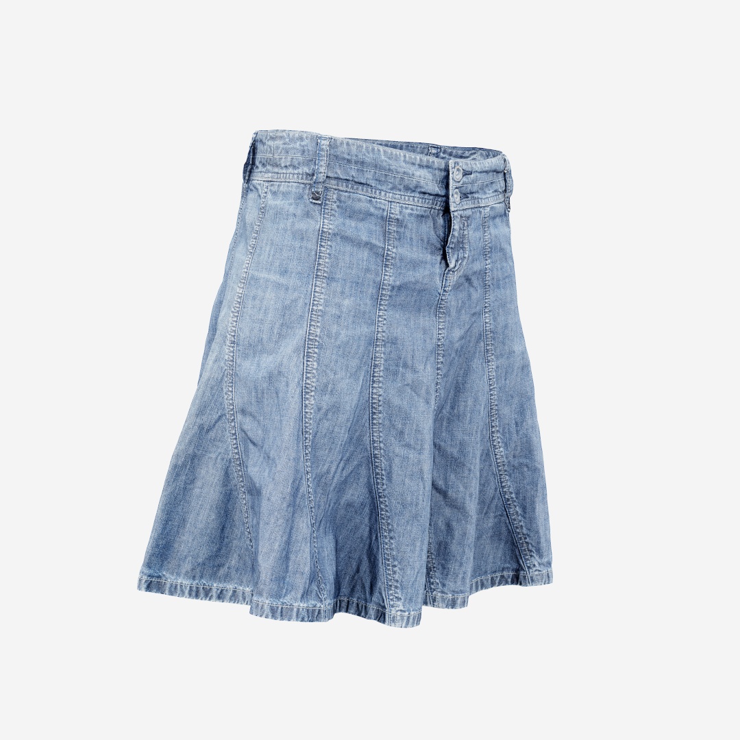 Plaid Jeans Skirt Long