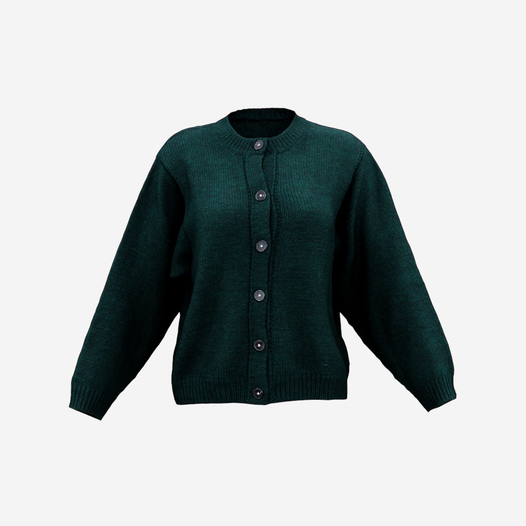 Green Button Cardigan Pull Top