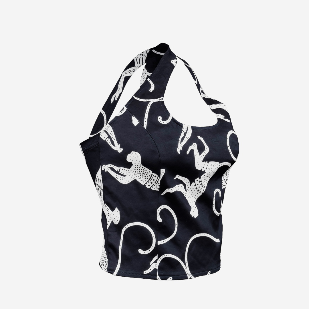 Monkey Decorated Strap Top