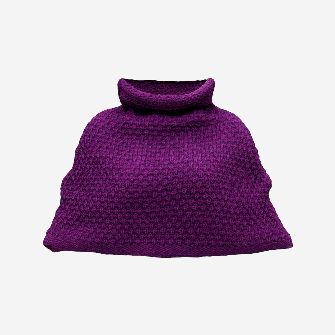 Purple Knit Wool Cape